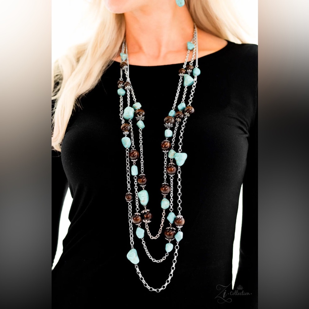 Groundbreaker - Elegant Blue & Brown Beaded Necklace